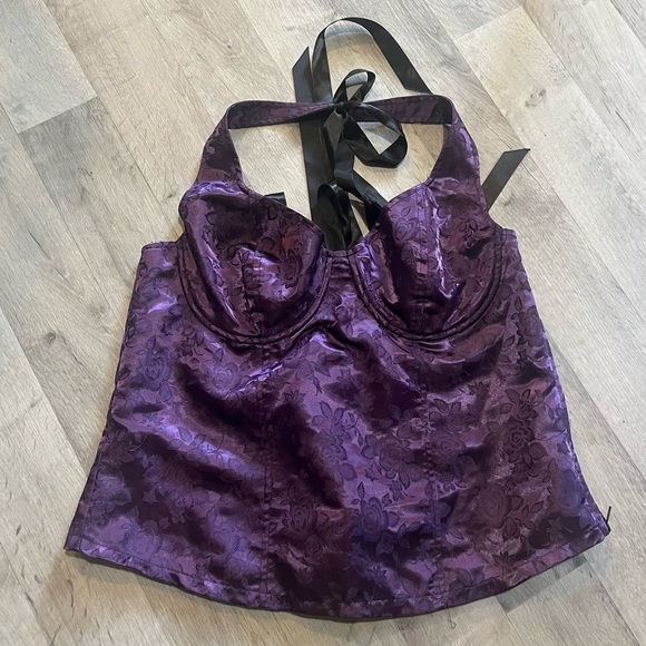 2XL Lip Service Purple Brocade Halter Top Corset Lip Service - Picture 1 of 6